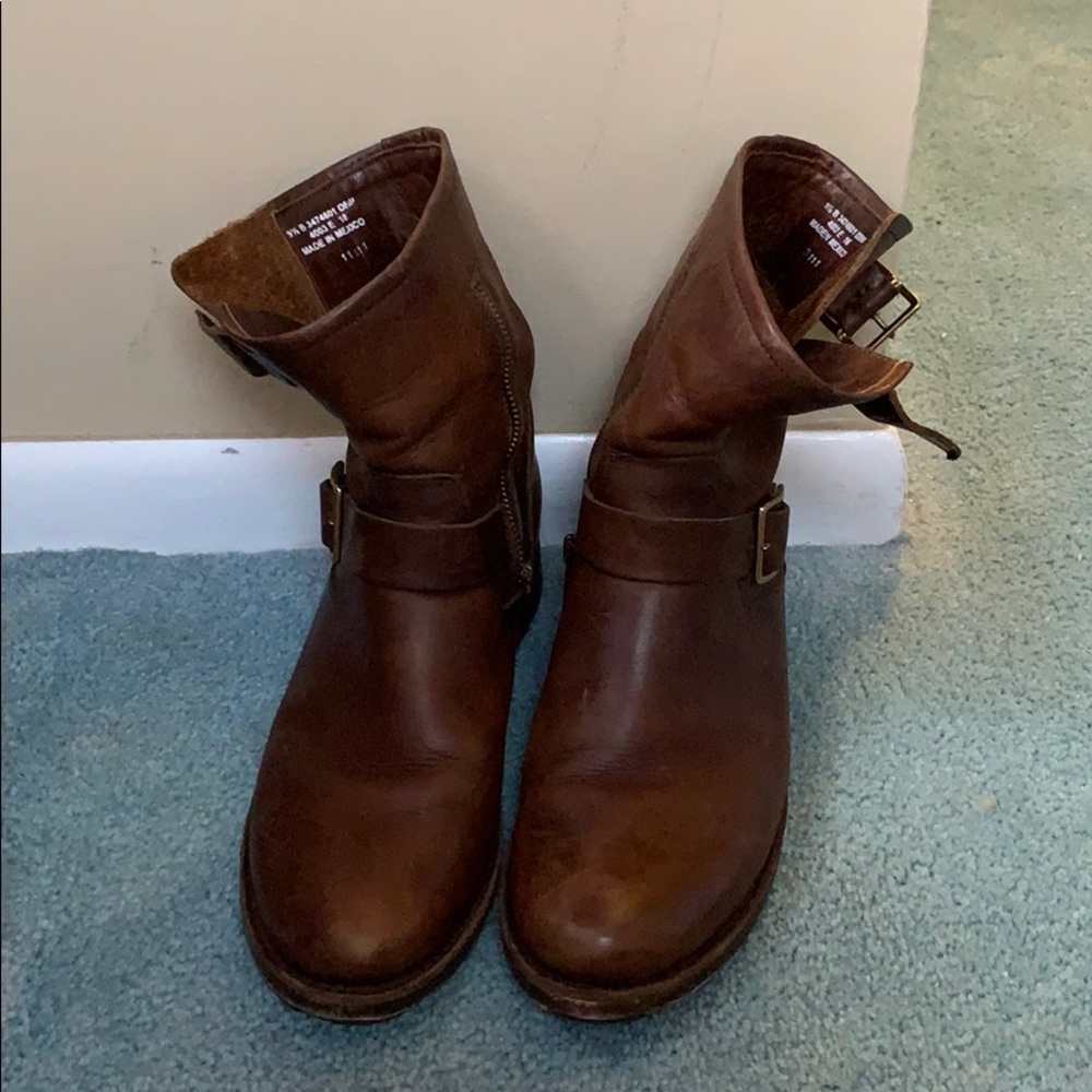 Frye Brown Moto Boots Size 9.5